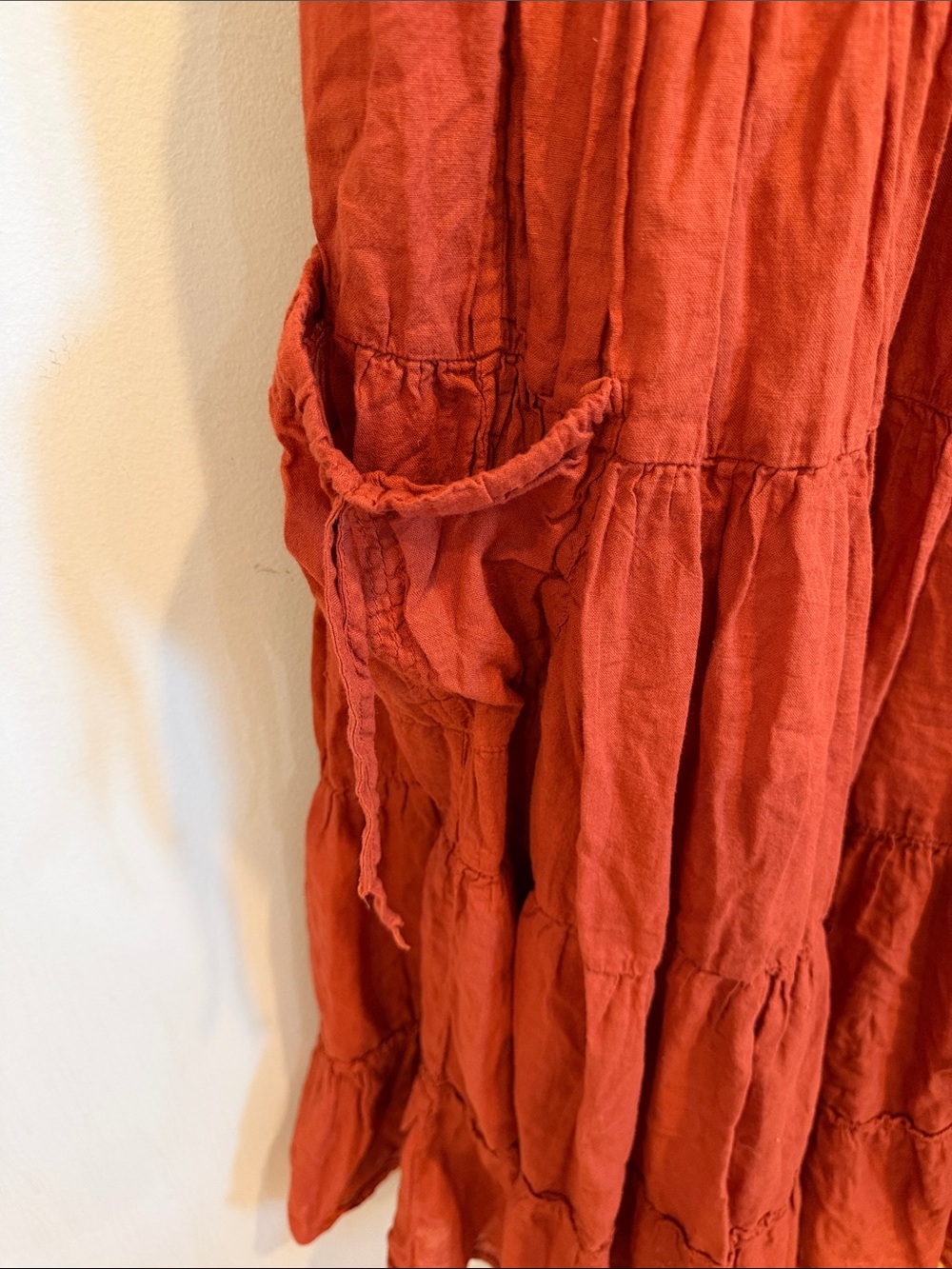 Cotton Flower Bohemian Tiered Pocket Skirt in Rust - Picture 4 of 9